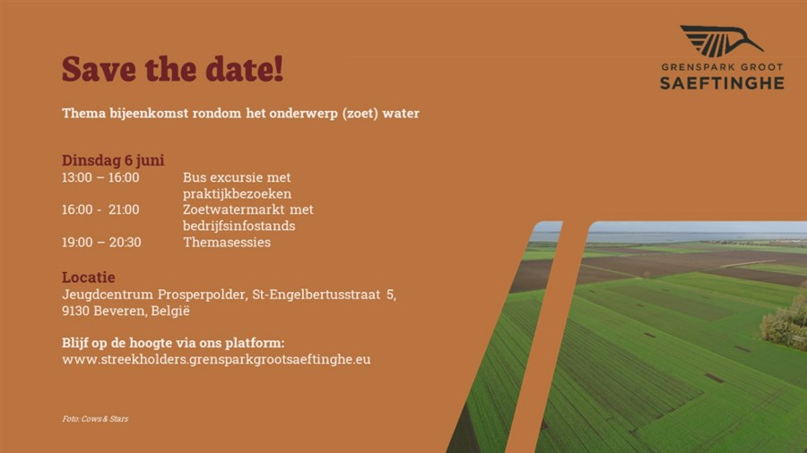 Bericht Save the date! Waterbijeenkomst in Grenspark Groot Saeftinghe bekijken